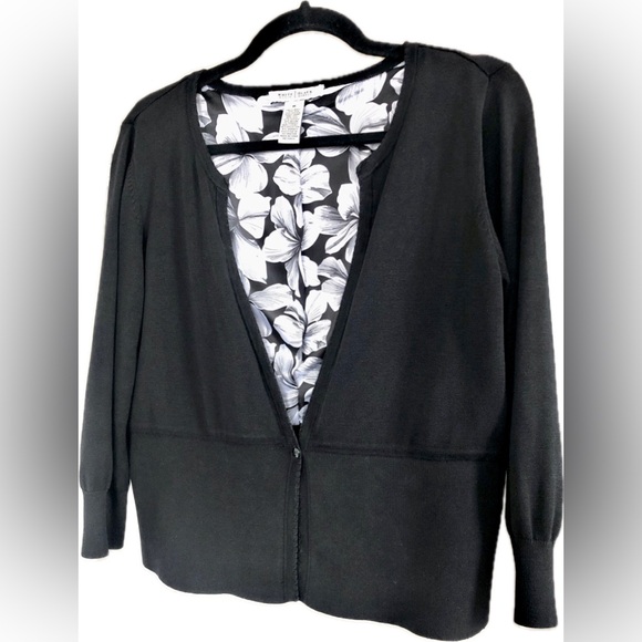 🌷SILK Peplum White House Black Market Luxurious Sweater Cardigan - Picture 1 of 4